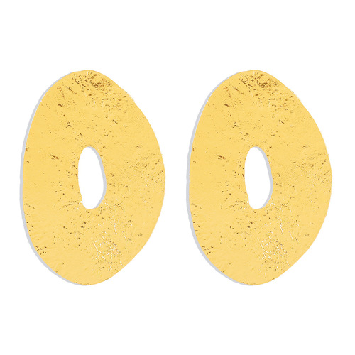 E11849 European and American exaggerated irregular oval earrings ZA fashion hollow metallic temperament geometric earrings