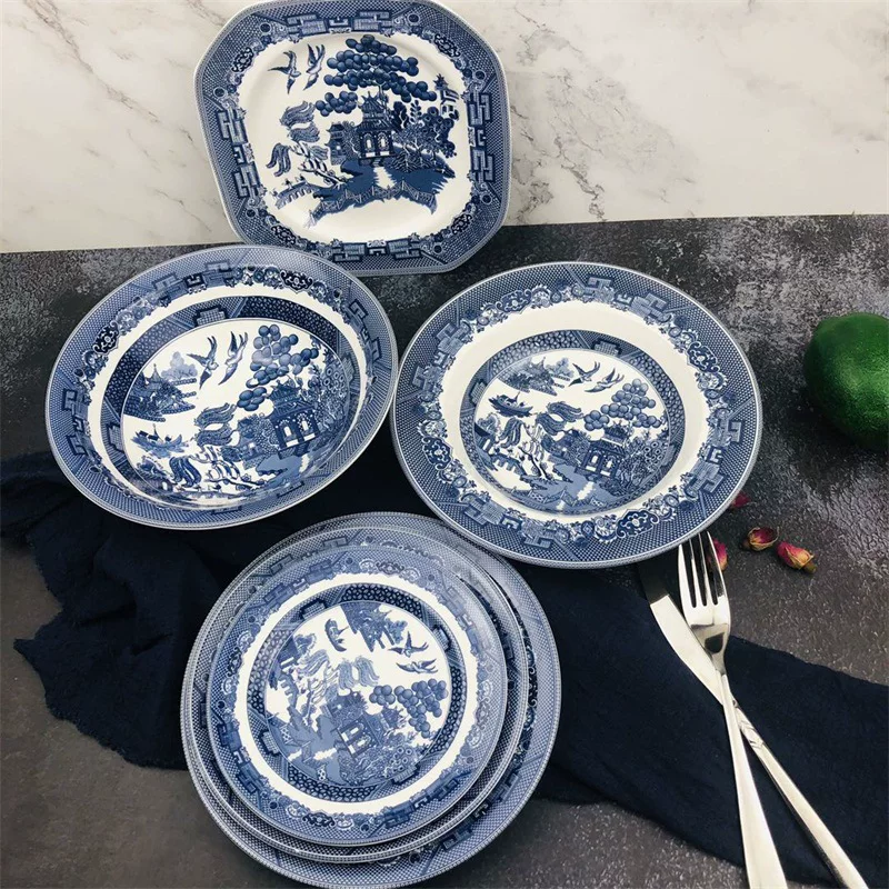 Tableware for home use, blue and white set, Chinese style