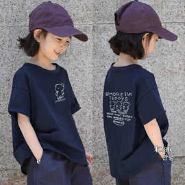 女童夏装新款宽松纯棉短袖t恤女中大童装时髦女孩卡通打底衫上衣