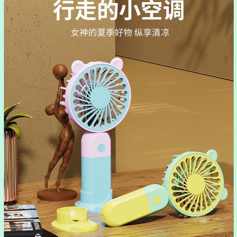 Caricatura encantadora mini ventilador portátil portátil de escritorio USB de larga duración ventilador eléctrico recargable