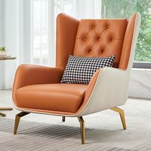 批发北欧单人沙发轻奢拉扣现代简约小户型客厅洽谈休闲高背皮艺老