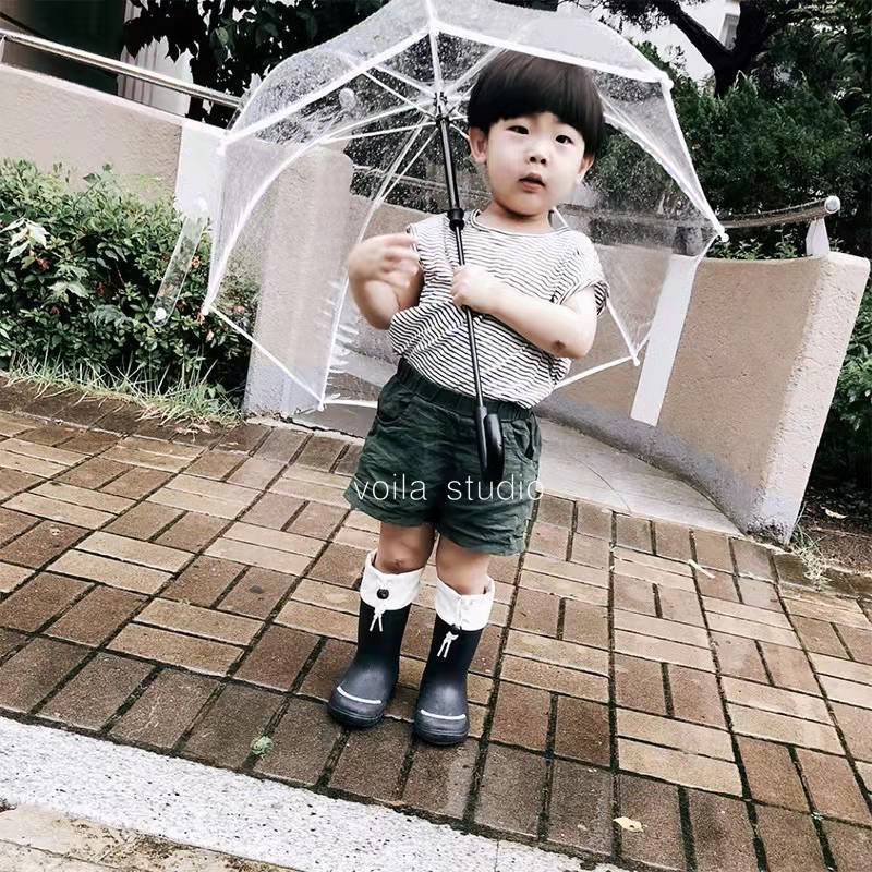 颜値超高虹透明伞ins幼稚园カラーレインボー小学生キッズ可爱い厚手长柄伞|undefined