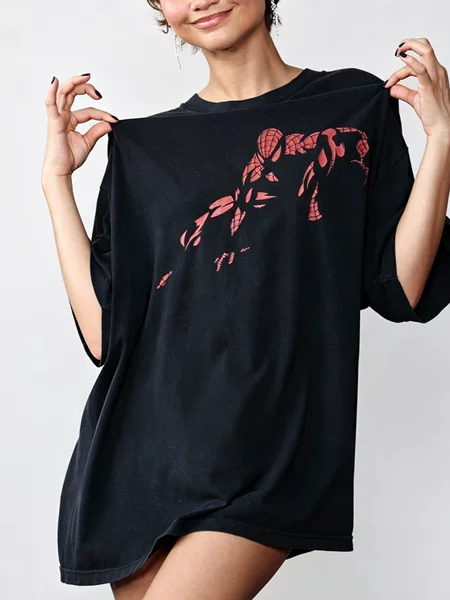 European and American Cross-Border Ebay Amazon Zendaya Style Spider-Man Women's Printed T-Shirt