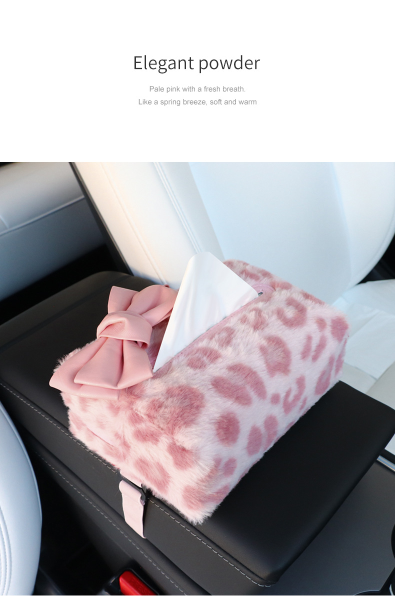 Car Leopard Tissue Box Advanced Sense Cute Paper Box Car Sun Visor Hanging Tissue Bag Car Interior Decoration for Women