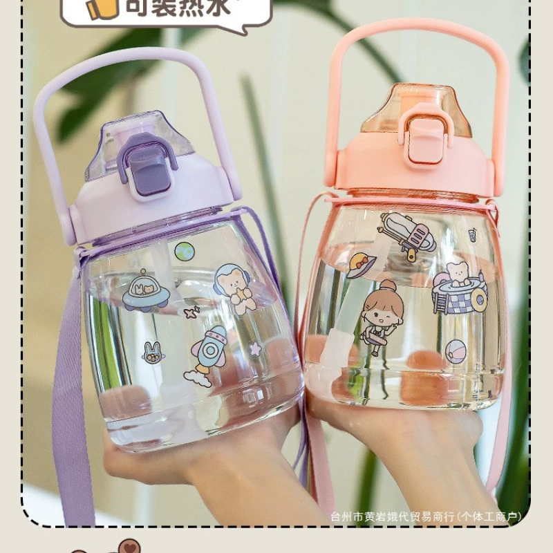 Чашка Big Belly для девочек, новая модель 2025 года, детский устойчивый к высоким температурам интернет-знаменитости Big Belly Straw, пластиковый кувшин, чашка для воды большой емкости.