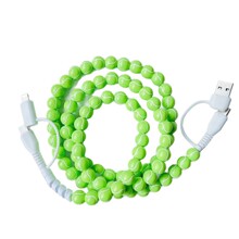 网球二拖二珠子数据线四合一usb type-c ligtning 串珠充电线