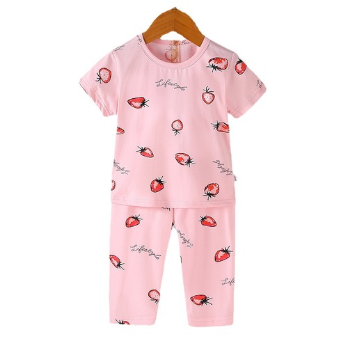 Pajamas summer thin set for boys and girls, children, babies, breathable home clothes sleepwear cotton set home clothes