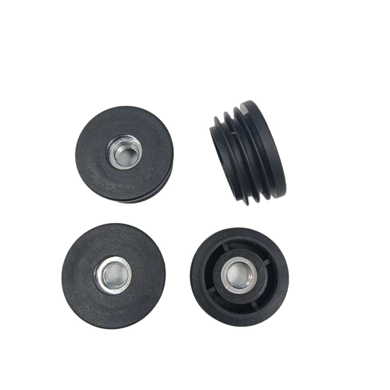 Tapón de tuerca redondo de plástico M5M6M8 tubo de acero inoxidable tapón interior de tubo redondo con tuerca insertado en el tapón accesorios de pie de ajuste