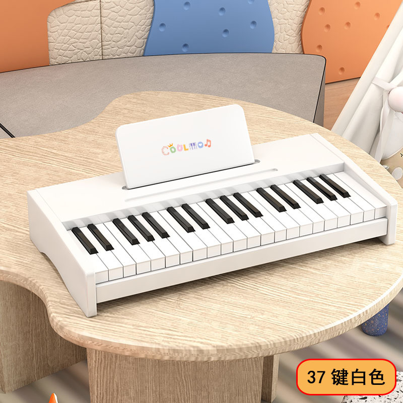 37 키 화이트(피아노 키 스티커 + 악보 + 배터리 포함)