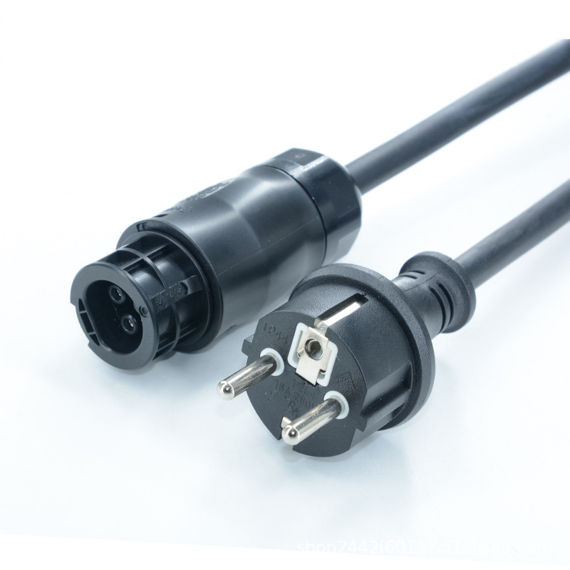 欧规电源线 欧式三插带德式尾插 16A欧式插头带防水可接线插头