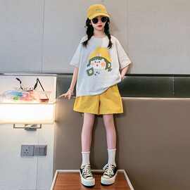 女童夏季短袖短裤运动服套装中大童时髦洋气夏款儿童韩版休闲夏装
