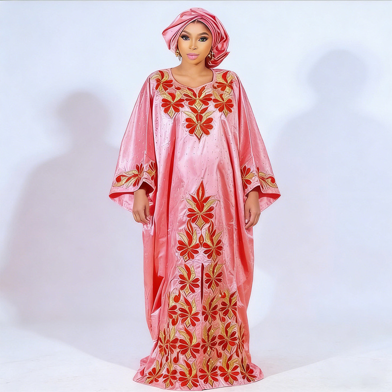 Cross-border source African women's plus size full-craft fragrant gown Amazon AliExpress loose dress turban