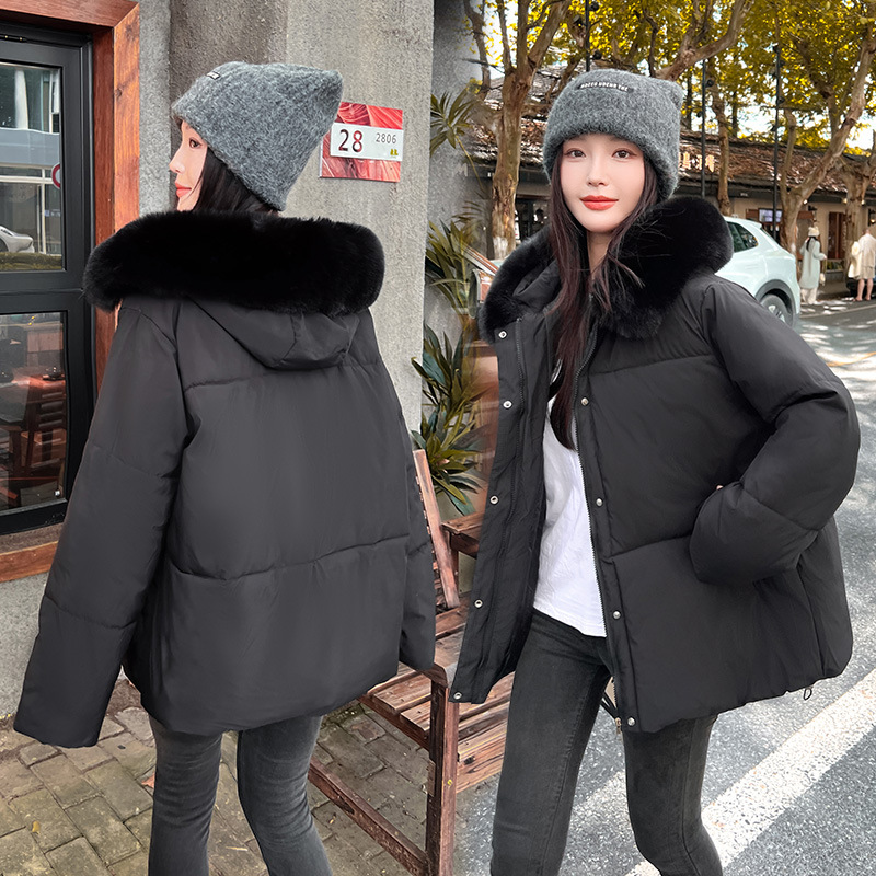 Europa y los Estados Unidos nuevo otoño y invierno 2025 pan plumón ropa de algodón mujer gruesa suelta pequeña chaqueta de algodón corta chaqueta de algodón