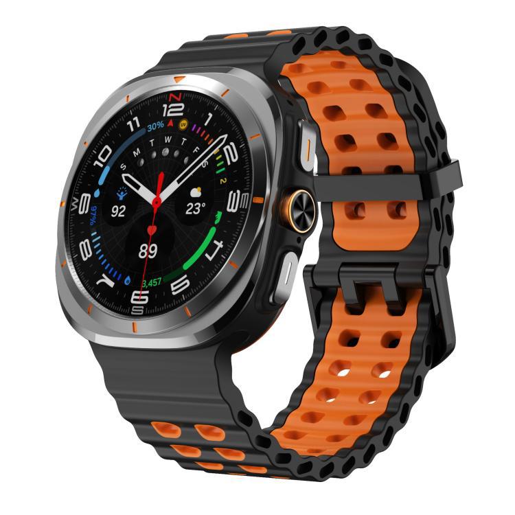 xDfind Black Botón Marítimo Bicolor Doble agujero de fila correa de silicona para Samsung Galaxy Watch8 / 8 Classic / Samsung Gal