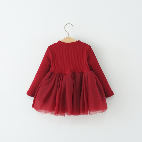 Children's red autumn demi-season small princess costume