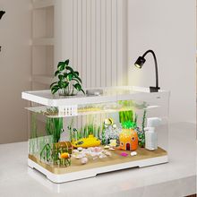 家用鱼缸水族箱高清透明懒人免换水管底排水器造景大型生态桌面缸