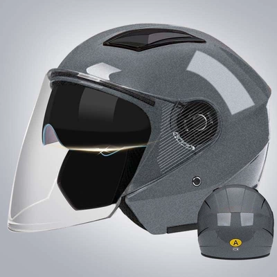 for All Seasons, Half Helmet, Safety | Motosiklet kaskı (dəbilqə) - b4-double-mirror-model-starry-sky-gray-hd-long-mirror-3c-certification
