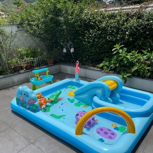 INTEX Rainbow Flamingo Pool Family Sprinkler with Slide Cartoon Play Pool Inflatable Ocean Ball Pool