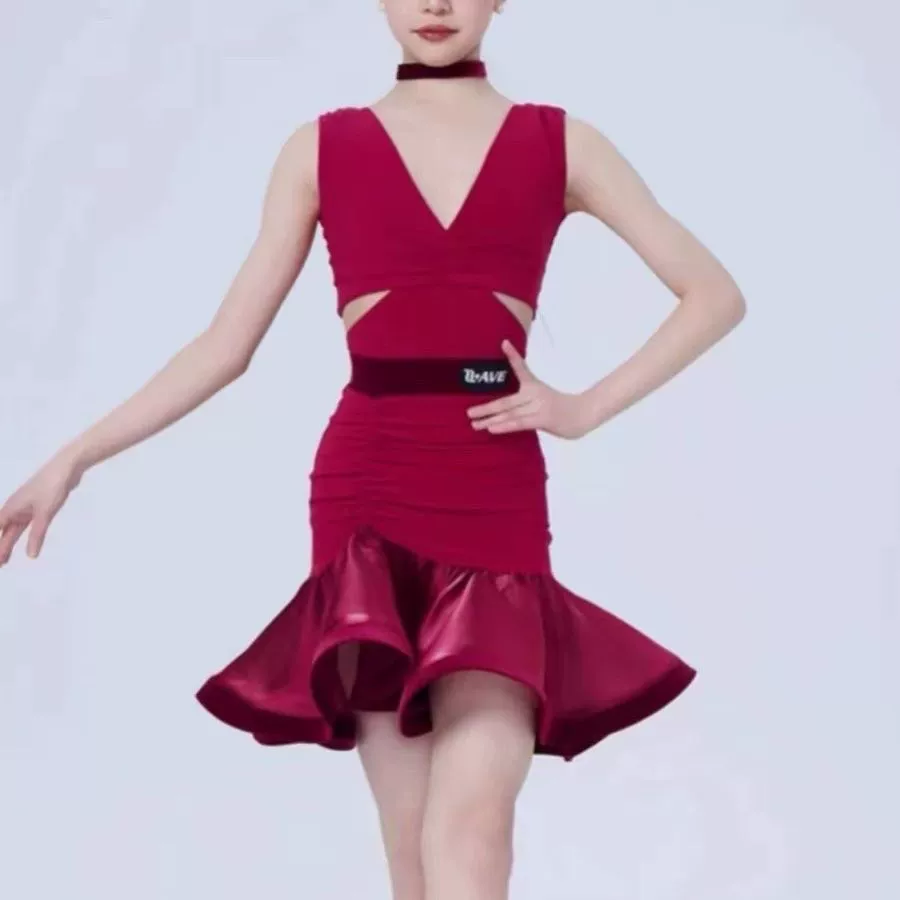WAVE Weiwu для взрослых студенток и детей, весна-лето 2024, стильная одежда для латинских танцев, детская одежда с v-образным вырезом и разрезом