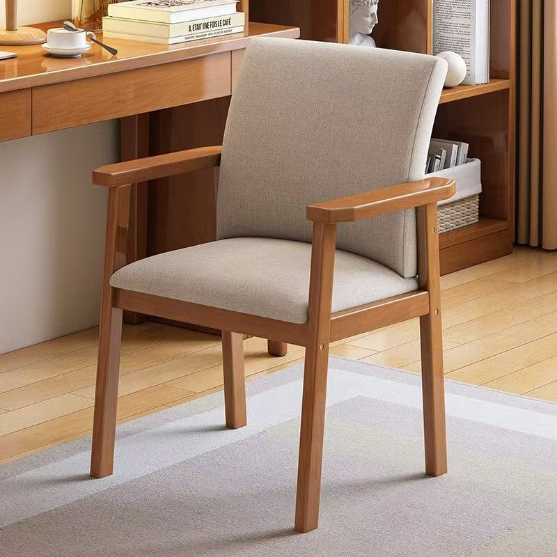 Solid Wood Chair, Backrest Chair, Study Stool, Armrest, Desk Chair, Tea Chair, Living Room Dining Chair, Long Sitting Office Study Chair