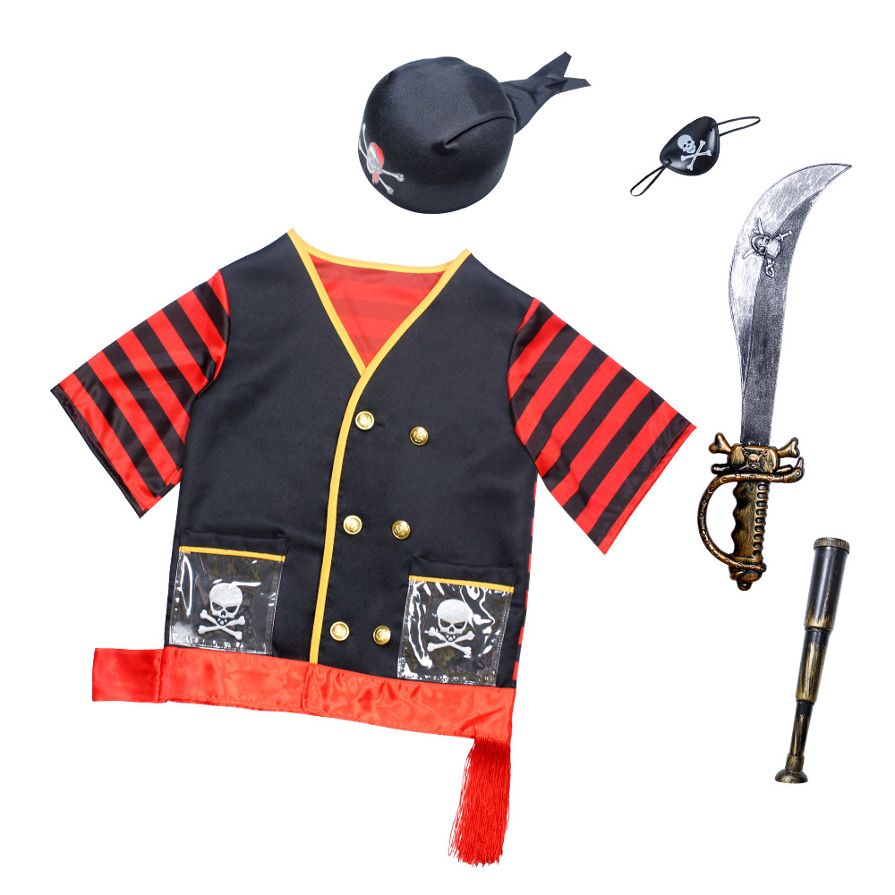 儿童海盗服装cosplay万圣节加勒比海盗船长装扮幼儿园表演衣服