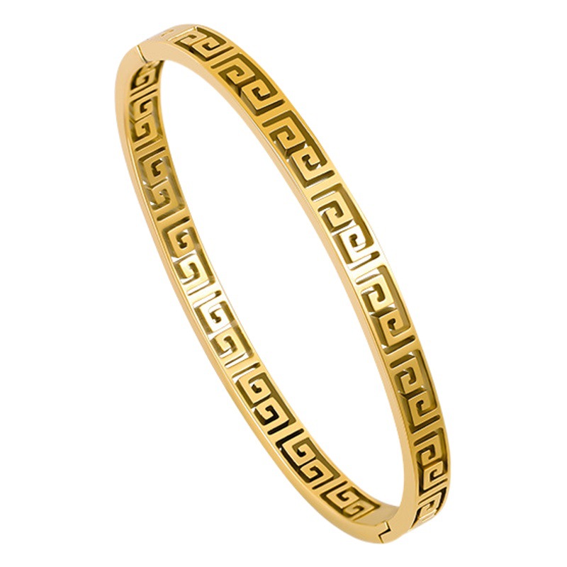 Gran Muralla patrón de titanio pulsera de acero estilo corte retro de las mujeres ins nicho diseño ligero lujo de gama alta pulsera de diseño Nuevo