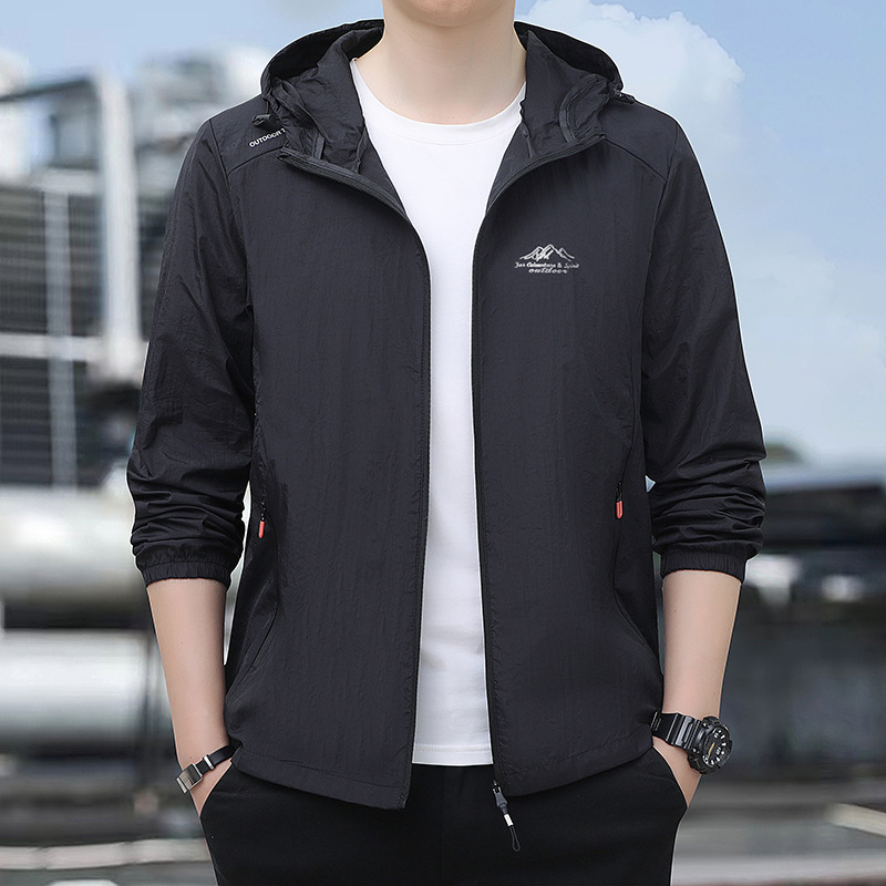 Ropa de protección solar transfronteriza chaqueta de hombre anti-UV chaqueta de piel de verano chaqueta de protección solar de seda de hielo con capuchón super delgada chaqueta de gran tamaño image 4