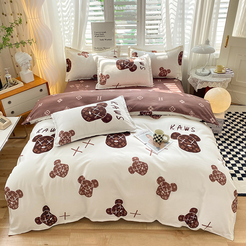 new pattern thickening Four piece suit Simplicity Brushed sheet Quilt cover Three The bed Supplies wholesale On behalf of