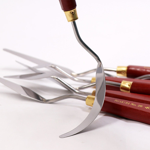 Windsor & Newton Oil Painting Knife, Oil Painting Sticks, Oil Knife Set, Single Piece Stainless Steel Wood Texture Painting Palette Knife