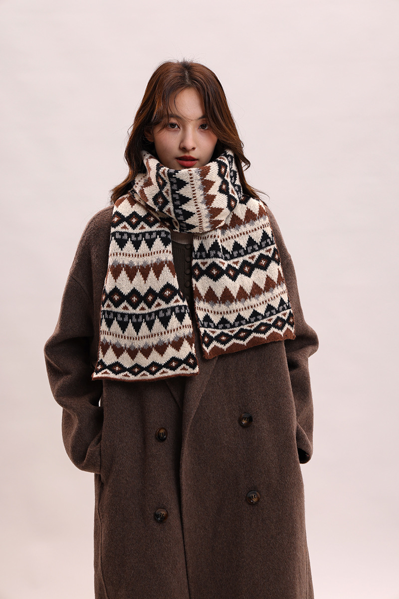 Jacquard Herbst Winter, koreanische Version und Hut, zweiteiliges Set, Schal für Frauen, vielseitig, Studentin, Paar, warmer Schal_voghion.com