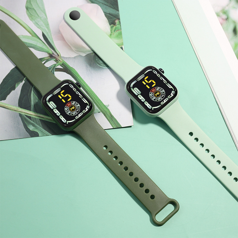 Electronic square waterproof digital watch