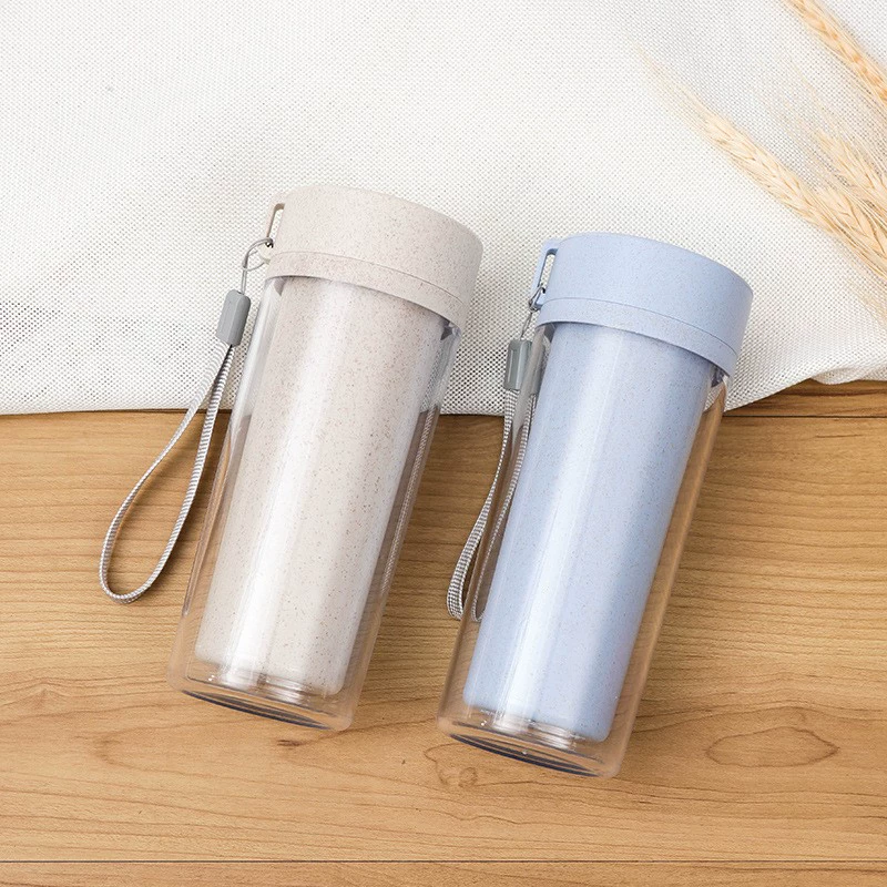 Double -layer transparent insulation plastic cup wheat orange cup wheat incense cup advertisement gift cup activity cup
