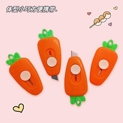 Factory wholesale student stationery cute carrot mini box-opening small knife utility knife for planners courier knife