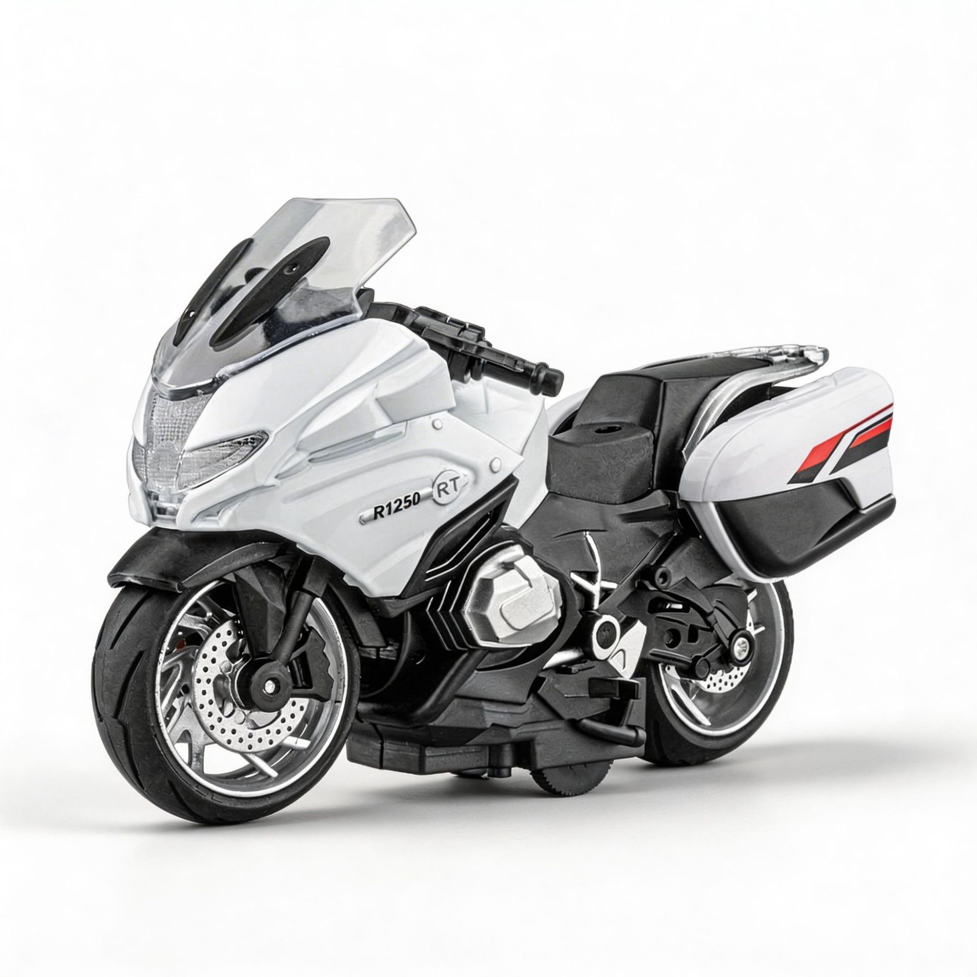 Modelo de Motocicleta de Aleación 1:14 BMW R1250RT con Retroimpulso, Luz y Sonido para Escritorio