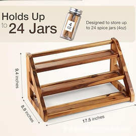 木质厨房收纳架香料木质阶梯式香料瓶整理架实木调料多层置物架
