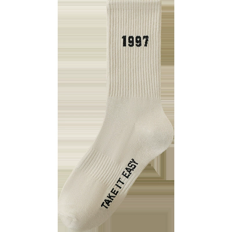 Tide, spring summer socks, thin white breathable shark, mid-length, wholesale