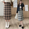 lattice 22 Autumn and winter new pattern fashion Korean Edition A small minority Fur commute Body Mid length version A word skirt After the split longuette