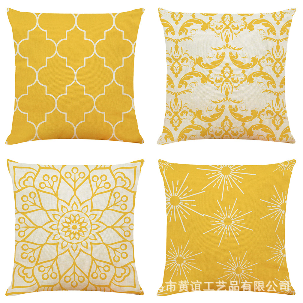 亚马逊 跨境爆款简约多色几何家居棉麻抱枕 汽车抱枕沙发抱枕靠垫