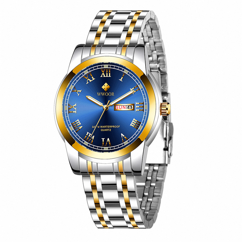 WWOOR Holding Love nuevo reloj de cuarzo casual para hombre calendario impermeable reloj de moda semanal 701