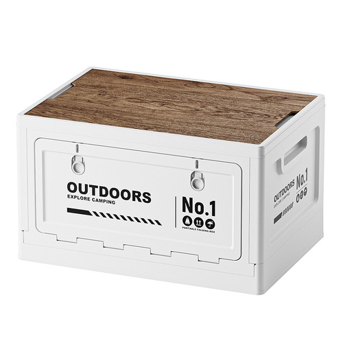 Outdoor camping box wooden picnic table storage box car trunk foldable storage box organization box