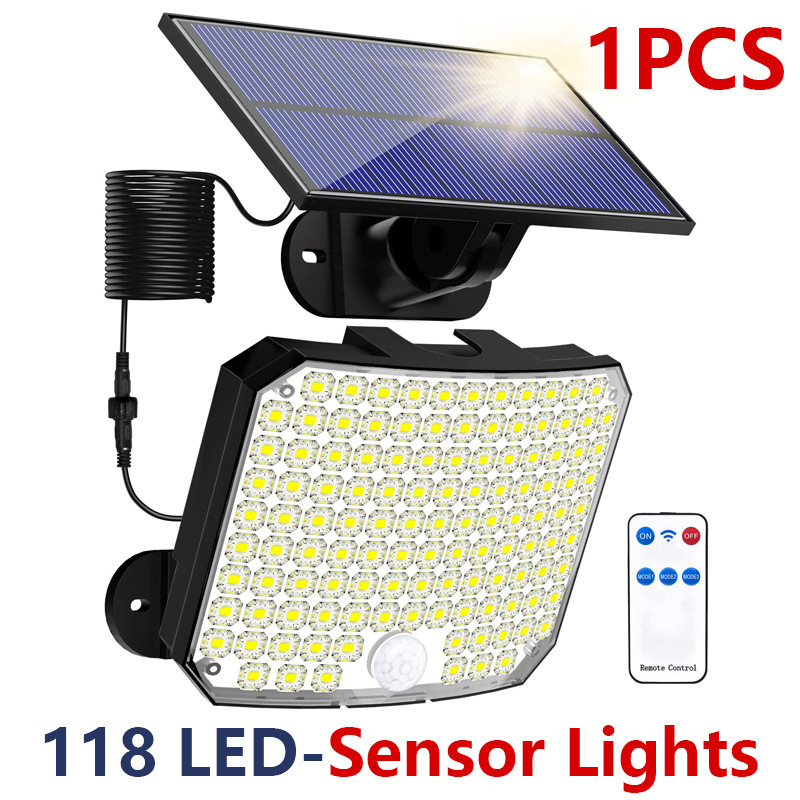 Luz solar para jardín, farola exterior impermeable súper brillante, luz de ahorro de energía con sensor de movimiento humano