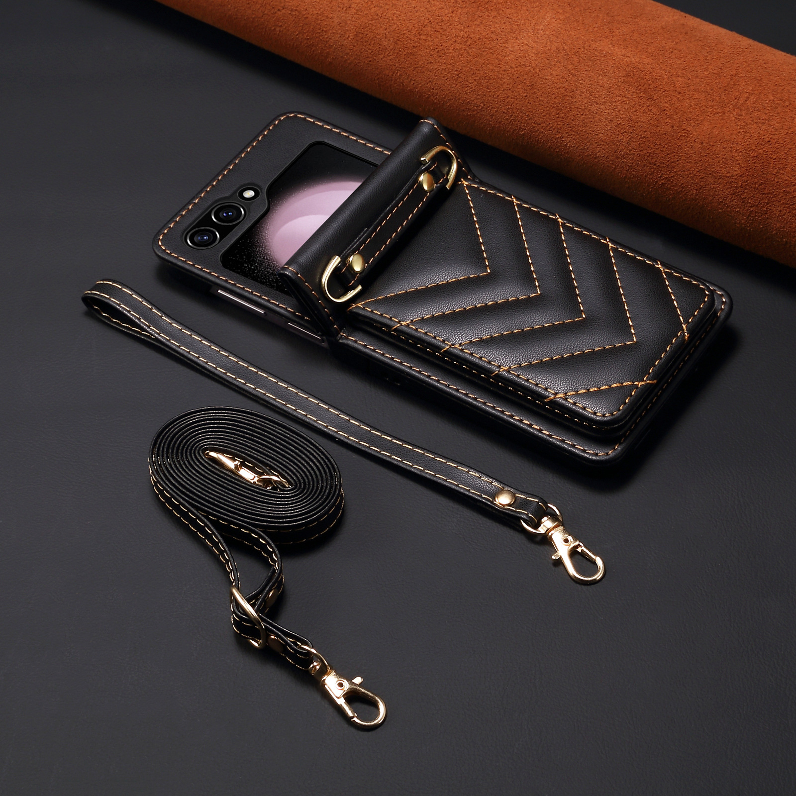Funda con cordón para samsung galaxy z flip 5 4 3 estilo elegante_voghion.com