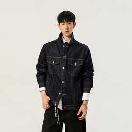 INTFEDAY高品质原色单宁牛仔外套男女同款美式chic宽松牛仔衣夹克