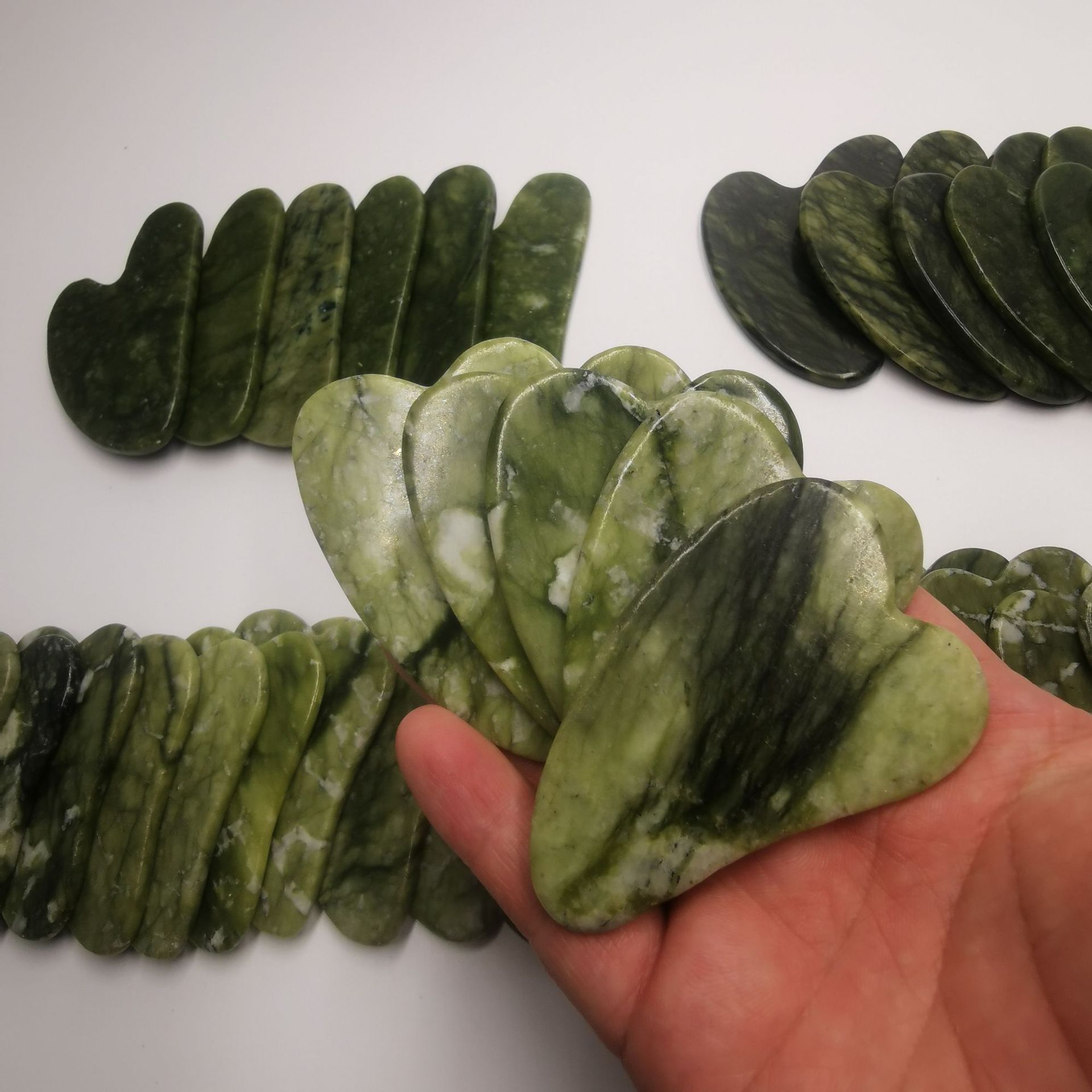 玉石刮痧板面部专用美容经络按摩牛角天然岫玉刮痧板logo跨境厂家