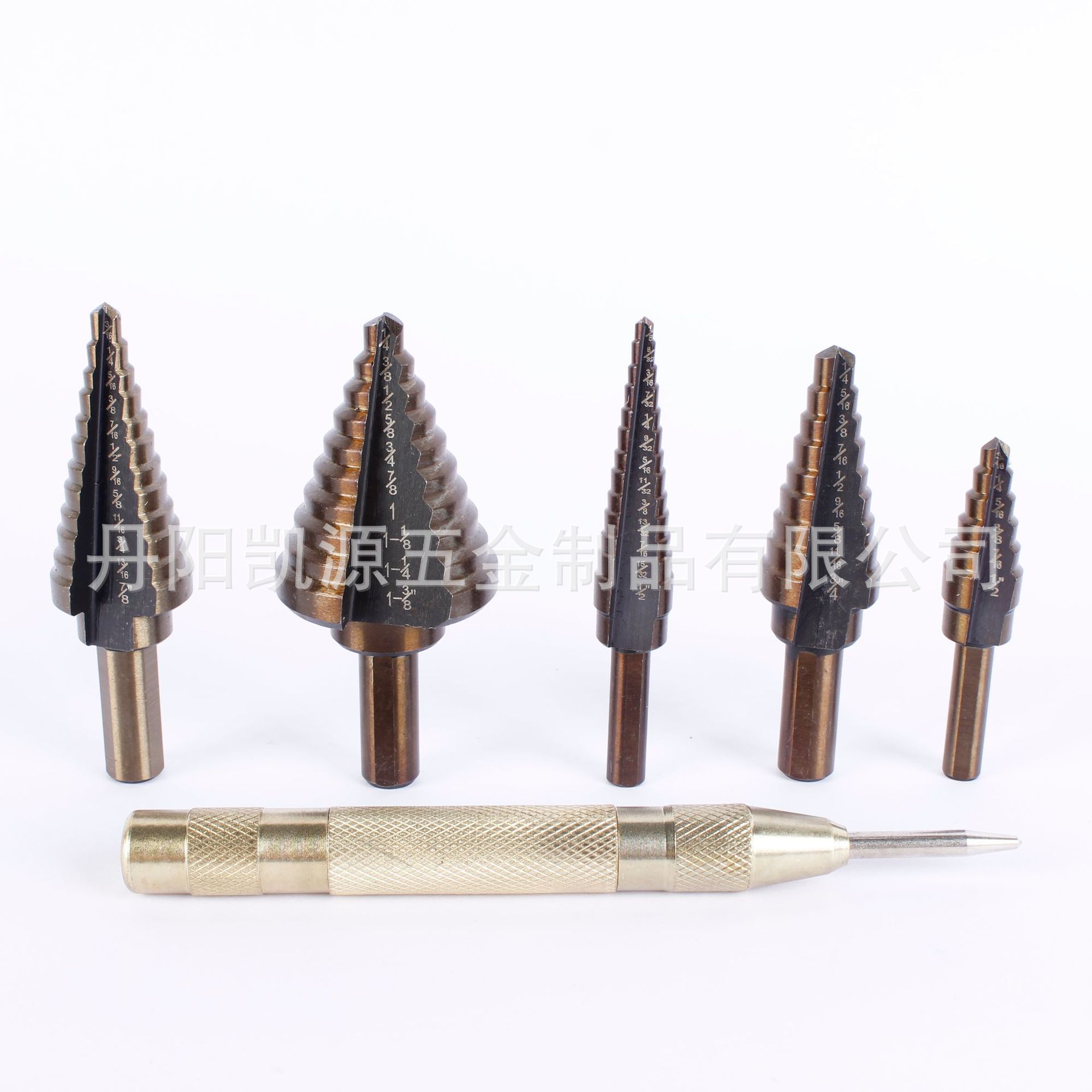6-piece pagoda drill set 7-piece set step drill center punch triangular shank woodworking drill combination tool cross-border