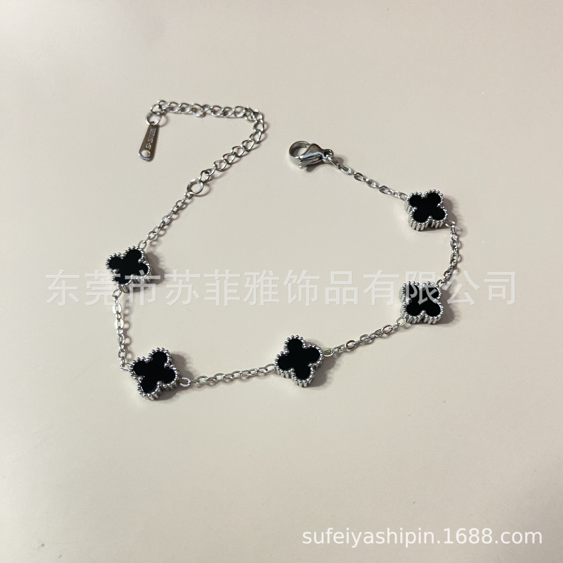 블랙 9mm 팔찌, 스틸 색상