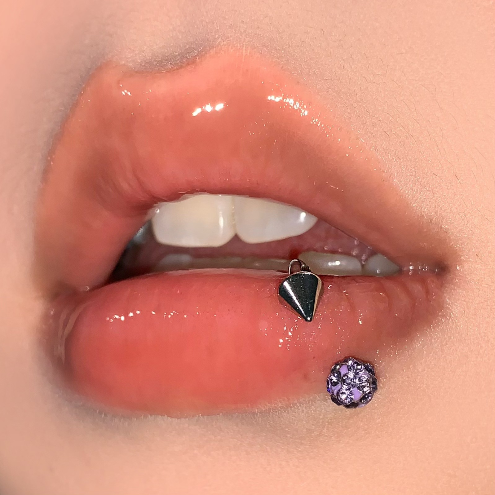 Labret piercing jewelry detail image