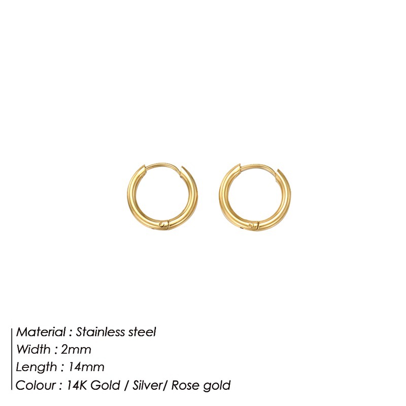 1 Pair Simple Style Round Solid Color Plating Stainless Steel 14K Gold Plated Rose Gold Plated Hoop Earrings display picture 1