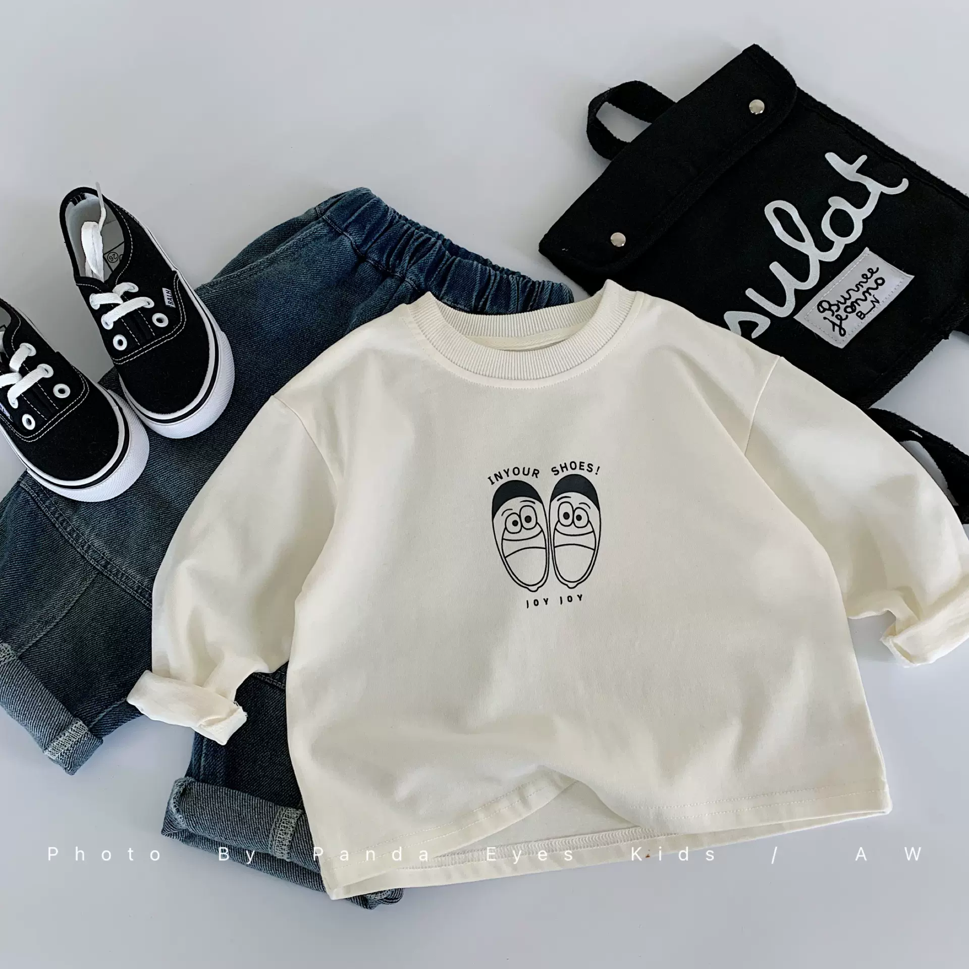 儿童T恤童装2025秋季新品男童圆领卡通白T套头衫长袖纯棉上衣潮童