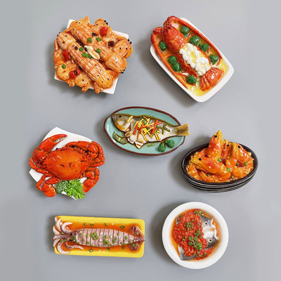 Refrigerator sticker Explosive money resin delicious food Pipi shrimp Best Sellers Decorative stickers children re-ment  goods in stock wholesale Magnetic attraction